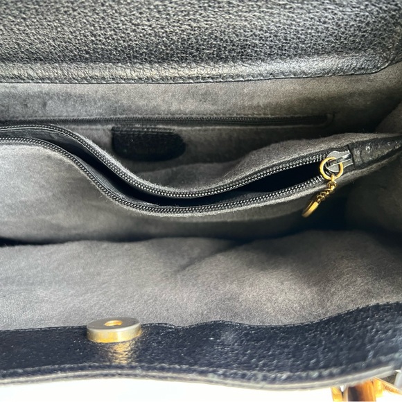 ❤️GORGEOUS VINTAGE AUTHENTIC GUCCI DIANA BLACK LEATHER BAMBOO HANDLE LEATHER - Picture 12 of 15